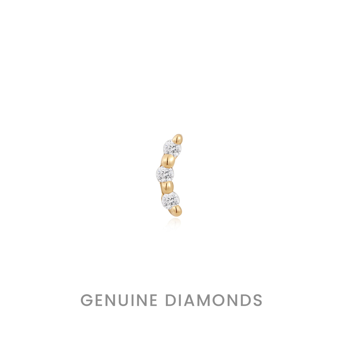 Yellow Gold Bitsy Threadless Earring with Genuine Diamond - Ember Body Jewelry
