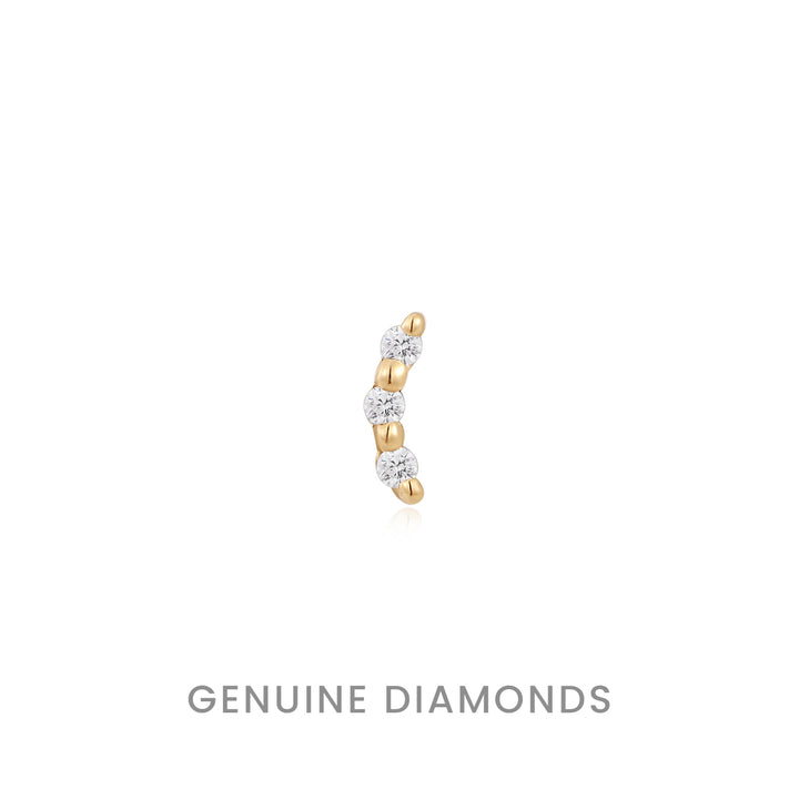 Yellow Gold Bitsy Threadless Earring with Genuine Diamond - Ember Body Jewelry
