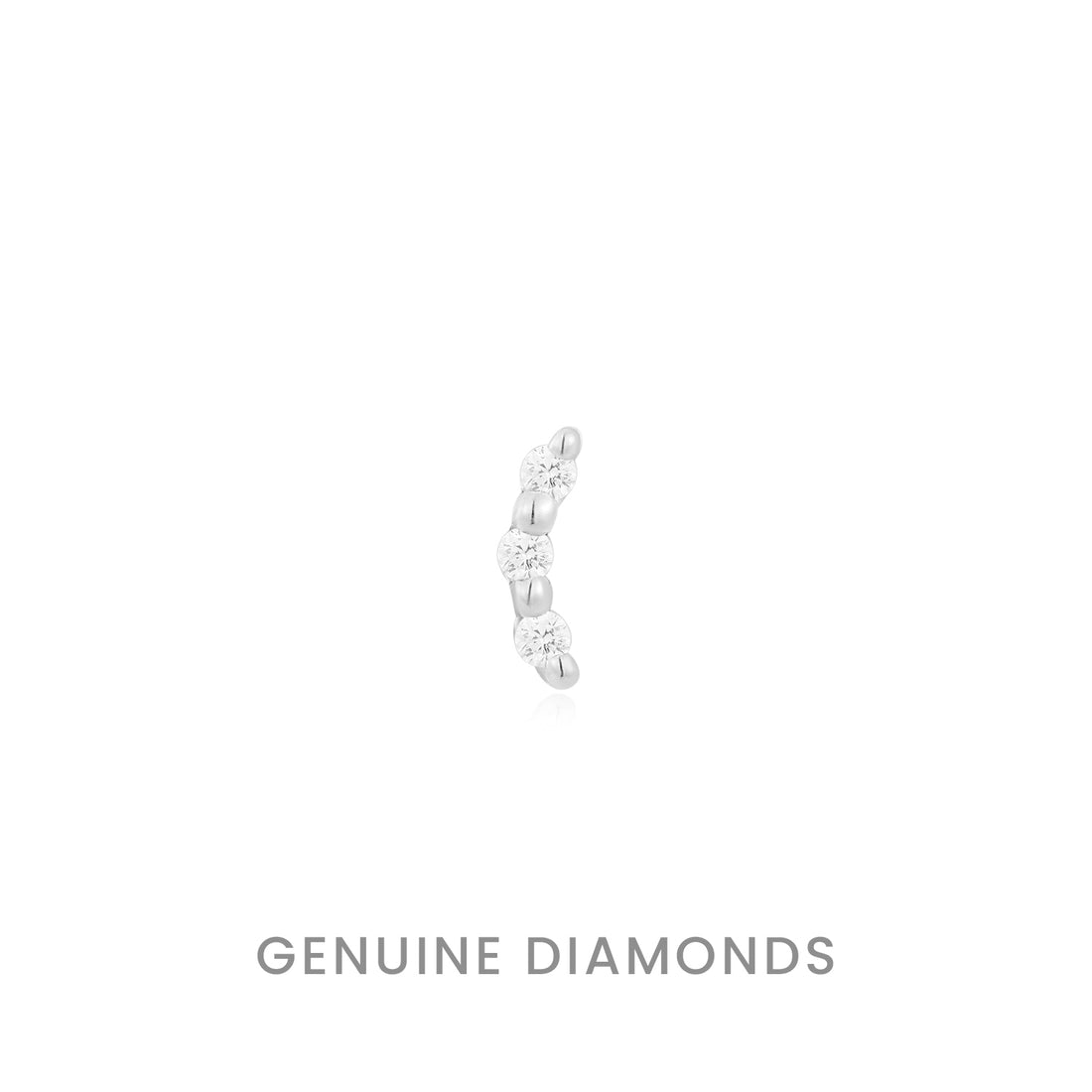 White Gold Bitsy Threadless Earring with Genuine Diamond - Ember Body Jewelry