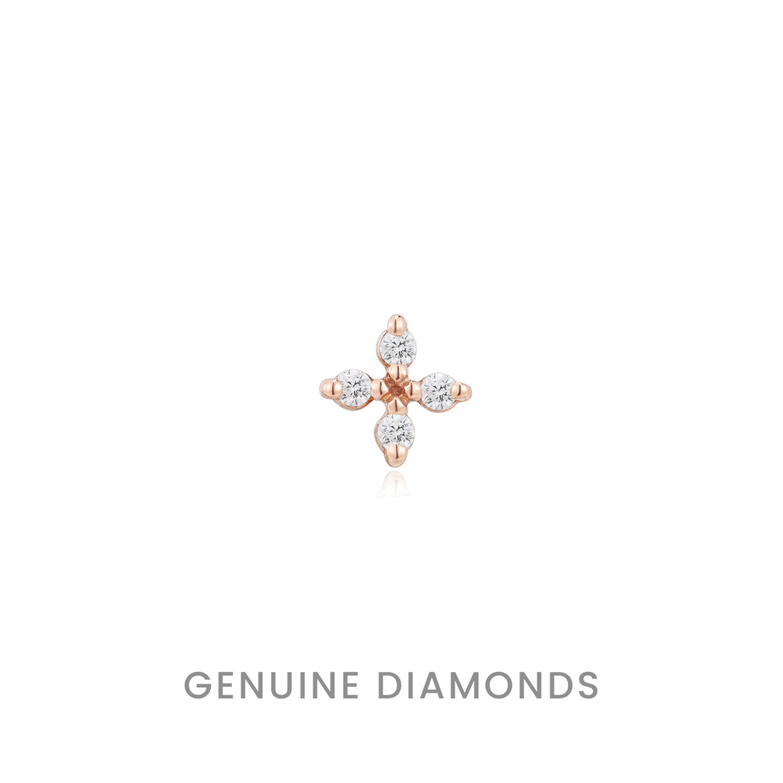 Rose Crux Threadless End with Genuine Diamond - Ember Body Jewelry