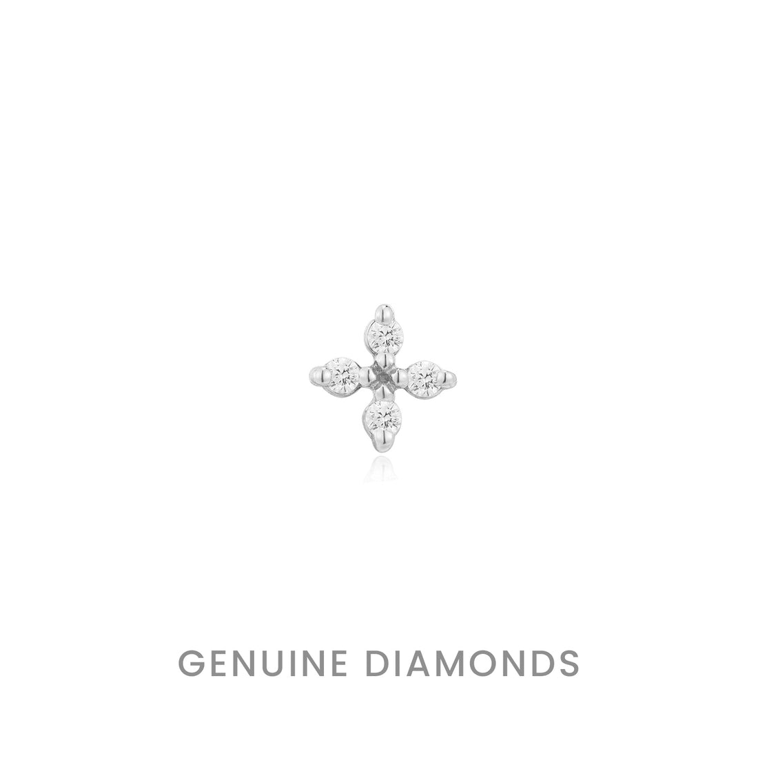 White Crux Threadless End with Genuine Diamond - Ember Body Jewelry