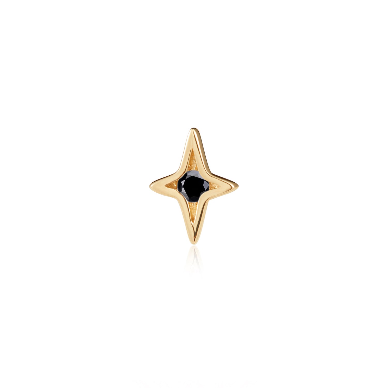 Divinity Threadless End Yellow Gold Black Diamond - Ember Body Jewelry