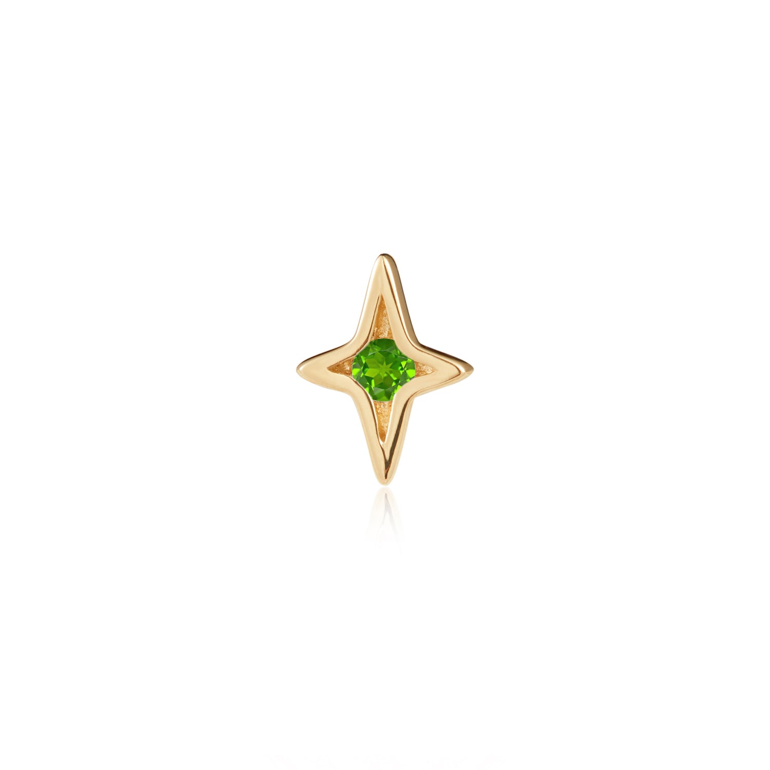Divinity Threadless End Yellow Gold Tsavorite Garnet Ember Body Jewelry